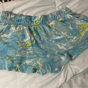 No Boundaries Blue and Green Swirl Women's Athletic Shorts